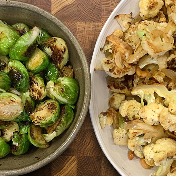 One Pantry. Two Recipes: Pan Roasted Brussel Sprouts & Cauliflower Caponata with Erling Wu-Bower