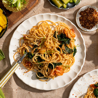 Kimchi & Kale ZENB Spaghetti with Togarashi