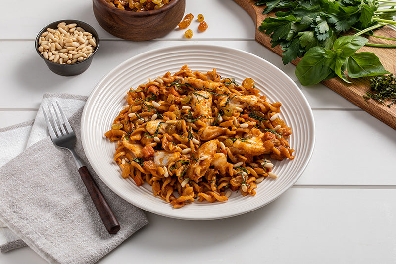 TomatoBraised Cod with ZENB Rotini Pasta Recipe