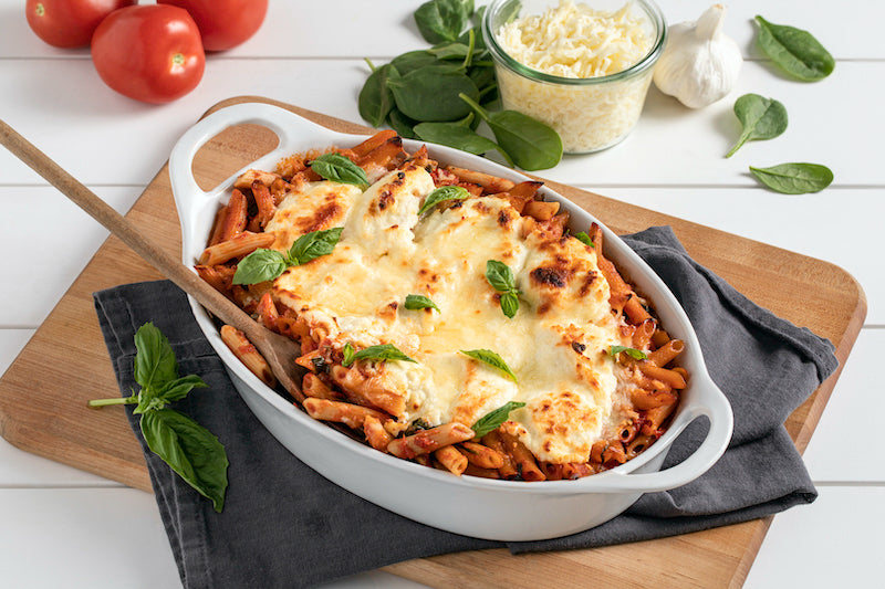 ZENB Penne Pasta Bake with Greens & Basil - Recipe