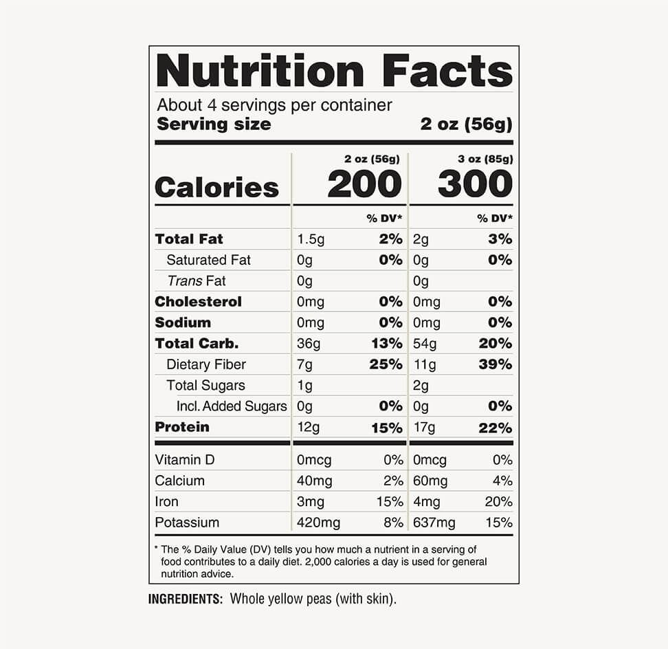 Nutrition Facts label for ZENB Spaghetti